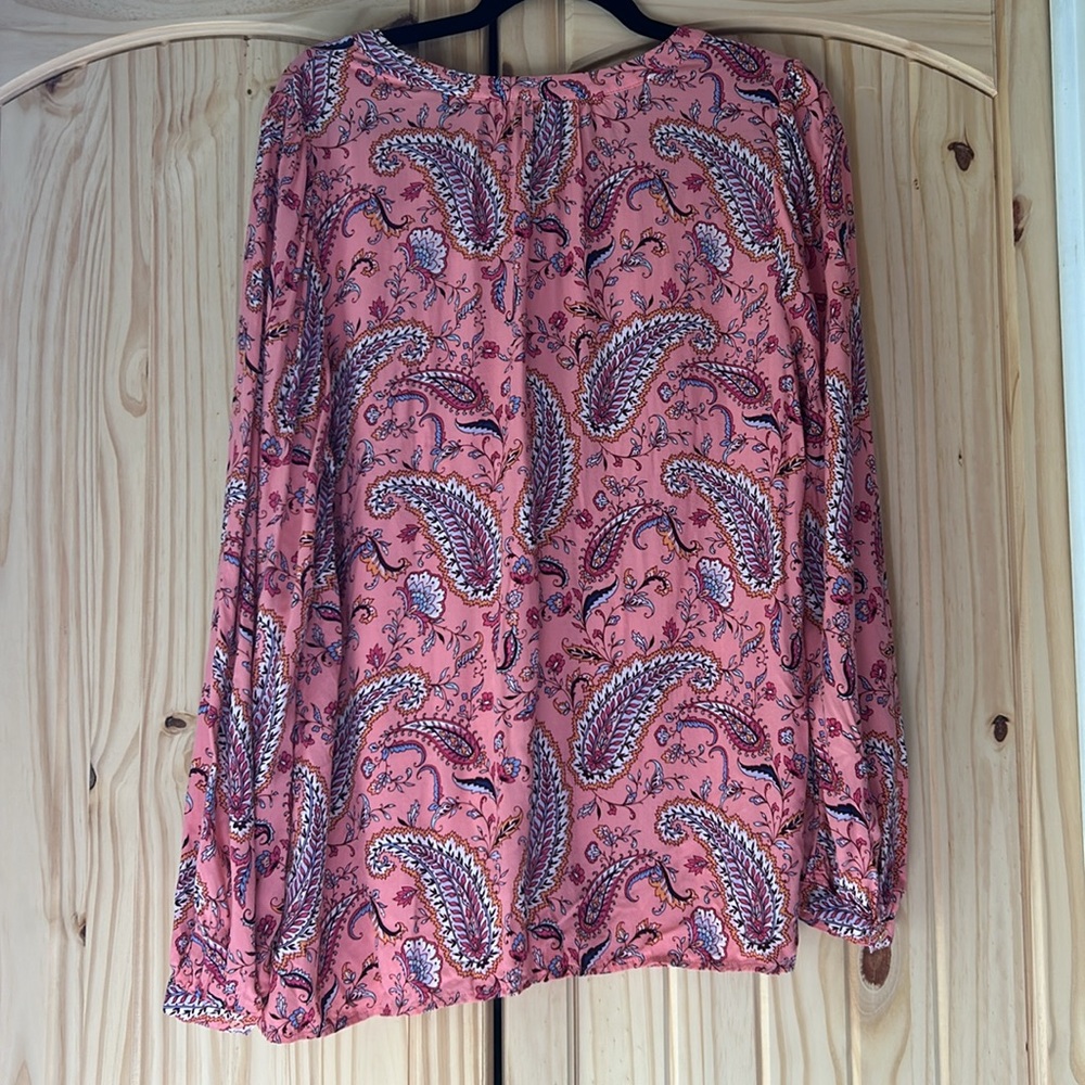 Talbots Pink Patterned Blouse Size L - image 5